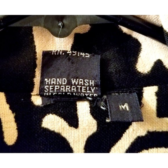 Vintage Cotton Jacket Plus 2x 18 20 Black Tan Tribal Ethnic India 1990s - Picture 8 of 10